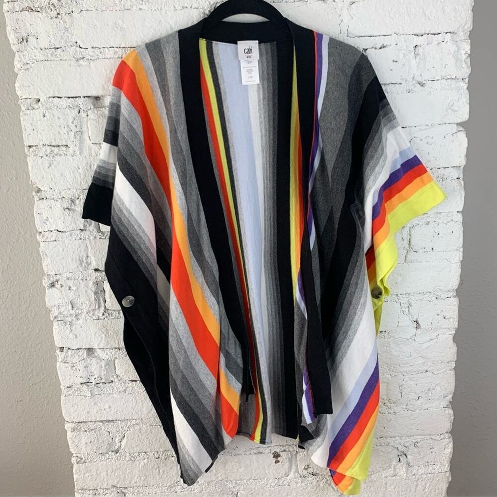 Cabi Serape 5990 Striped Poncho Knit Wrap Multicolored Fiesta Rainbow XS/S